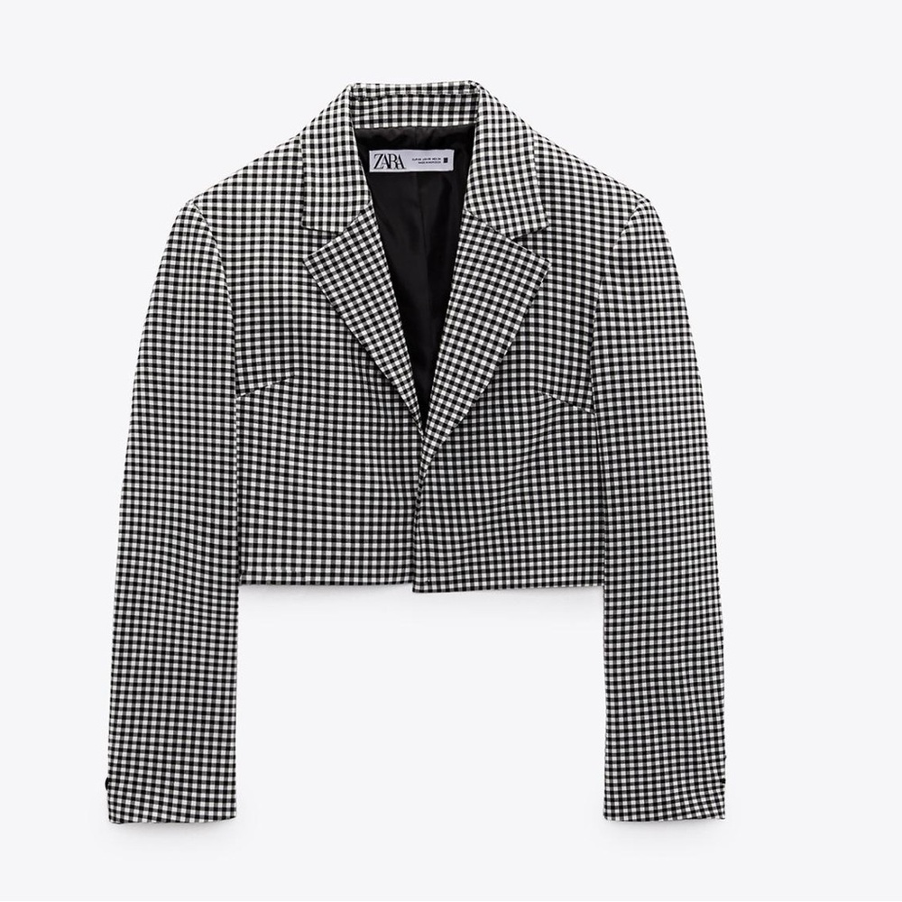 Zara Gingham Cropped Blazer